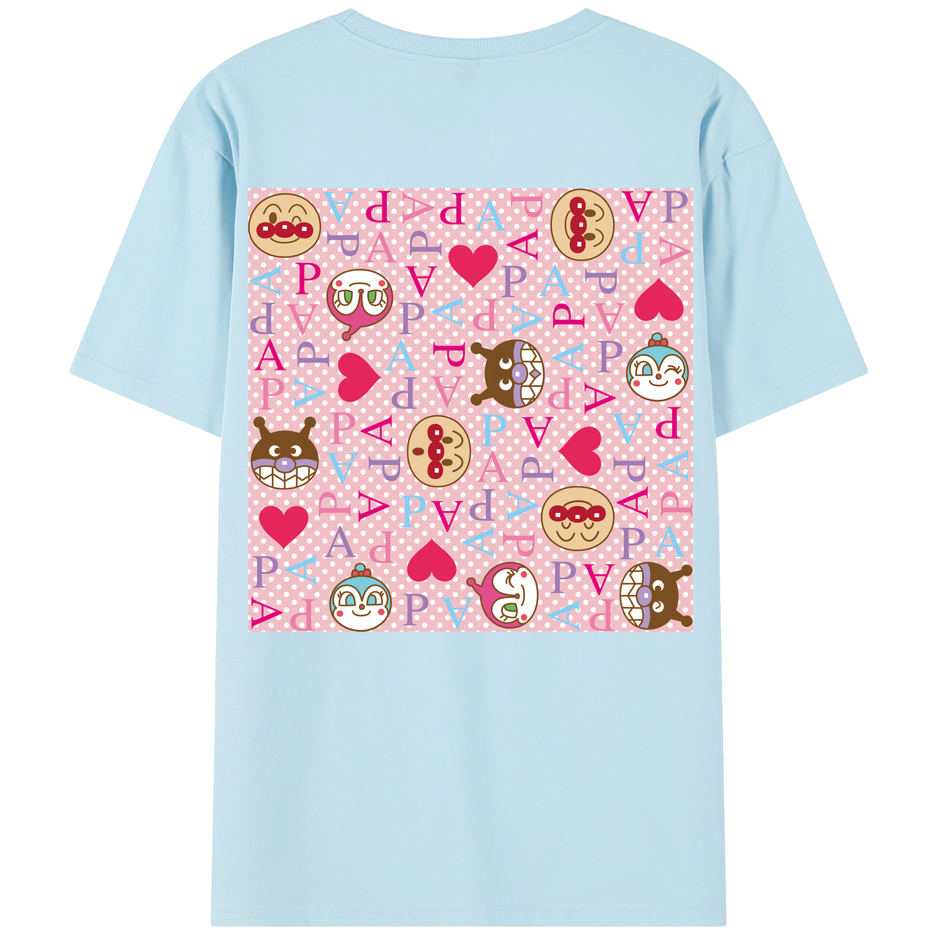（画像用） アンパンマン Anpanman 綿100％半袖Tシャツ（背面プリント）